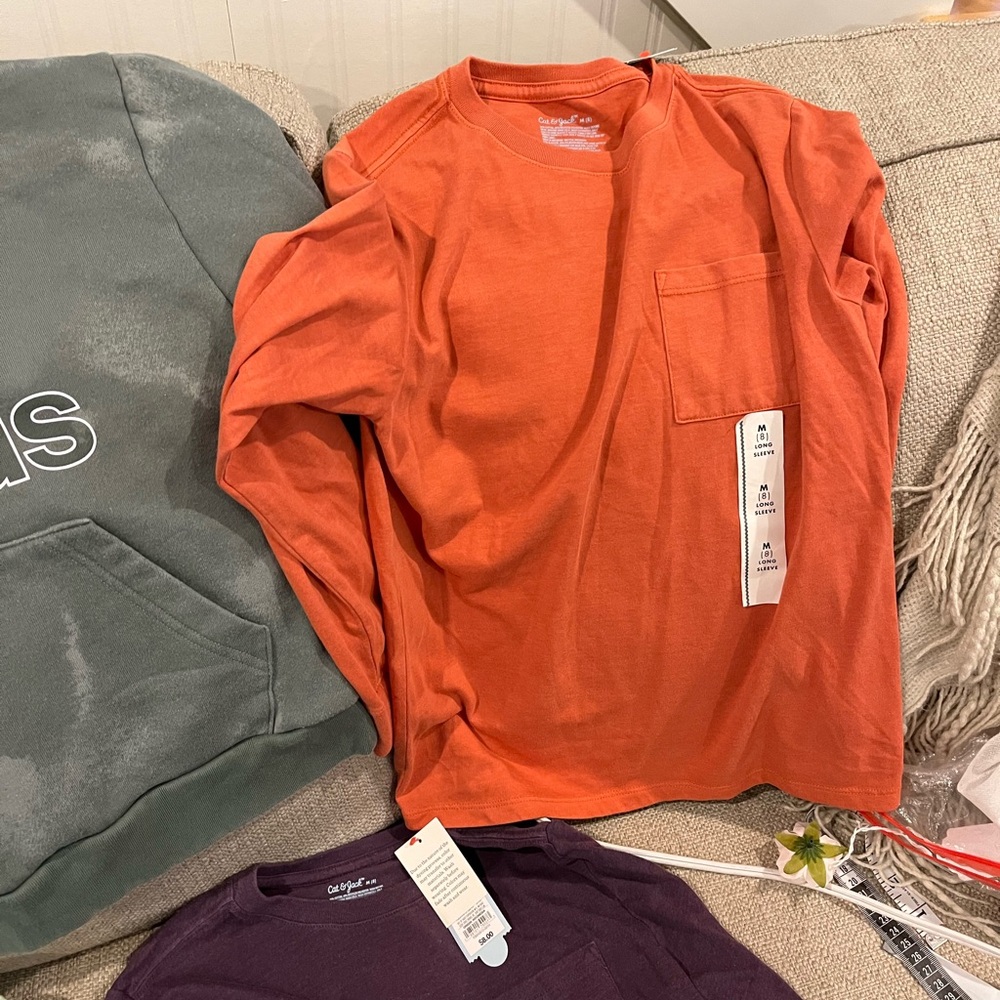 Boys Long-Sleeve Pocket T-Shirt in Orange and Other Boys Clothing